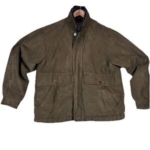 Rainforest Suede‎ Bomber Jacket Mens M Full Zip Stand Up Collar w/ Liner EUC